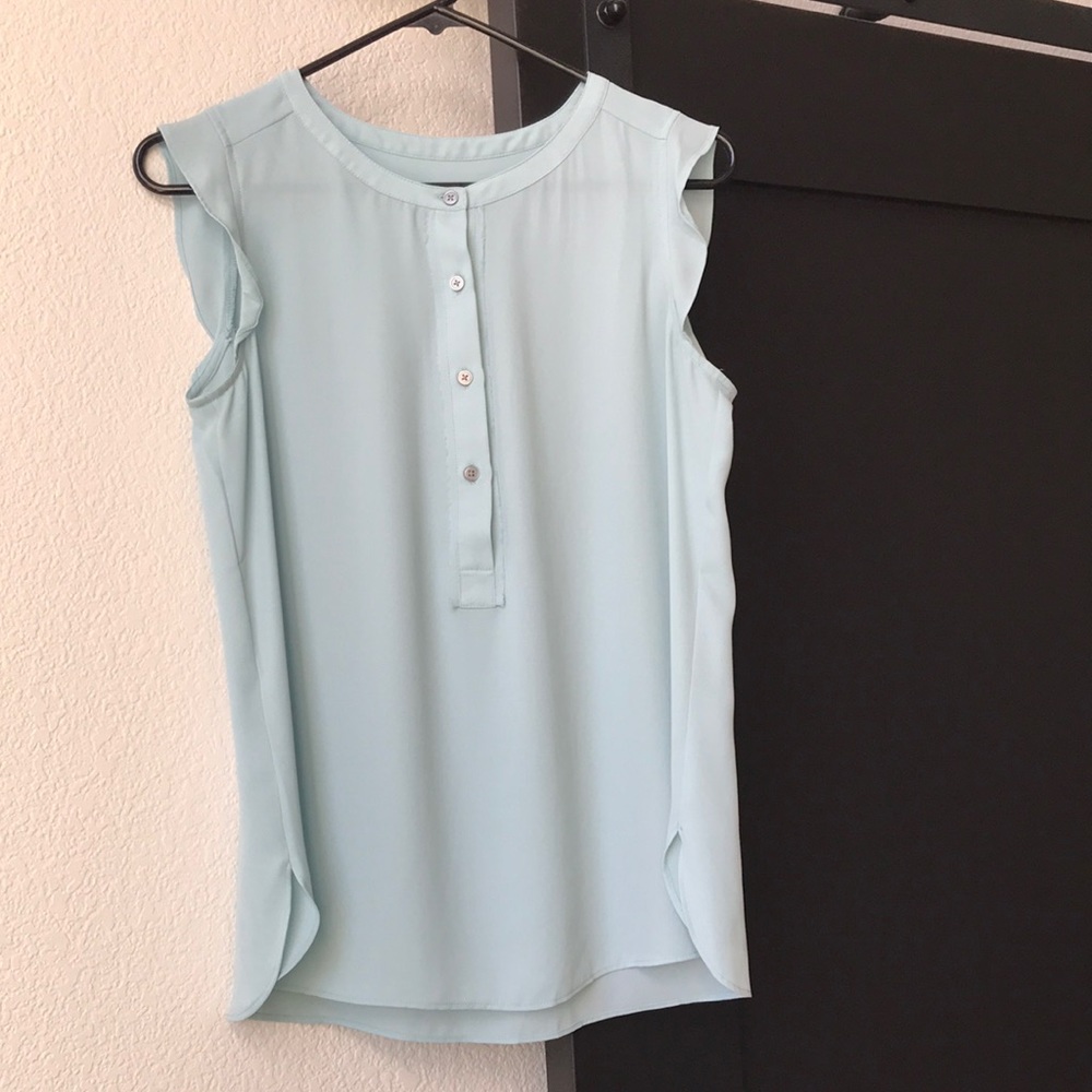 LOFT Blue Cap-Sleeve Blouse SZ-S